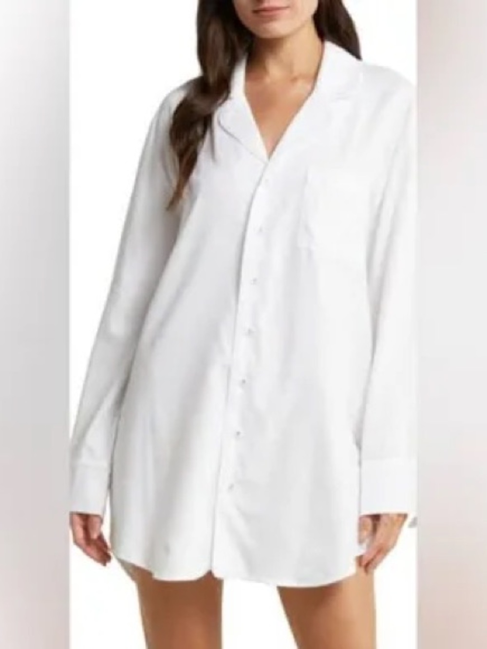 SKIMS White Cotton Button-Front Shirt Dress